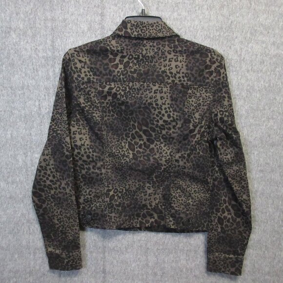 Nine West Leopard Print Denim Jacket Medium - Picture 3 of 16
